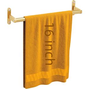 Gold Towel Bar, KLJKPA Towel Bar for Bathroom Wall 16 Inch, Stainless Steel Heavy Duty Single Towel Rod Holder