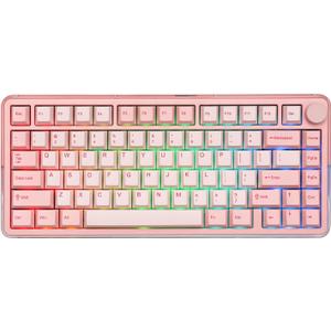 KiiBoom Breeze 75 75% CNC Aluminum and Acrylic Mechanical Gaming Keyboard, USB-C/BT5.0/2.4GHz Wireless Creamy Keyboard, with Gasket Structure, RGB, 8000mAh Battery for Win/Mac (Pink)