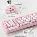 Wireless Keyboard and Mouse Combo, 2.4GHz USB Receiver, Plug and Play, Retro Full Size Typewriter Keyboard and Wireless Mouse for Computer, Laptop, Windows, Mac, and PC (Pink)