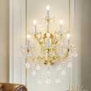 Modern Crystal Wall Sconce Lights- 6 Light Maria Theresa Crystal Wall Sconces Lighting Gold Wall Lamp Chandelier Light Fixtures for Living Room Wall Sconce Light Wall Mounted Lamp Indoor, 17" x 11.1" x 28.9"