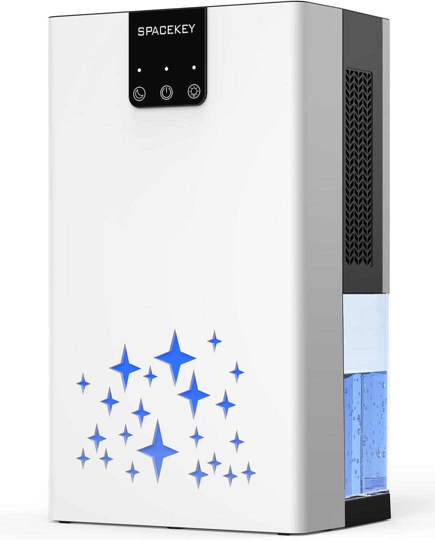 Dehumidifier, 95 OZ Water Tank Dehumidifiers for Home, 1000 sq. ft. Dehumidifier for Basement Bathroom Bedroom with Auto Shut Off, 7 Colors LED Light, Quiet Dehumidifiers with Sleep Mode, White