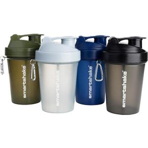 Smartshake Lite 4-Pack Protein Shaker Bottle 400 ml | 13.5 oz - Leakproof Screw-on Lid - BPA Free  Unisex - Mist Grey, Army Green, Black, Navy Blue (LITE - Multicolor)