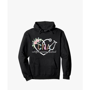 CNA Certified Nursing Assistant Heart CNA Nurse Pullover Hoodie L