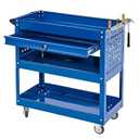 SUN & SUMMER 3-Tier Rolling Tool Cart with Wheels, Rolling Tool Chest 330 LBS Capacity Heavy Duty Utility Industrial Service Cart with Locking System Drawer for Garage, Warehouse, Repair Shop (Blue)