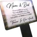 Mom & Dad Memorial Plaque Stake. Beautiful, eye-catching, waterproof grave marker printed with a landscape image and a remembrance poem