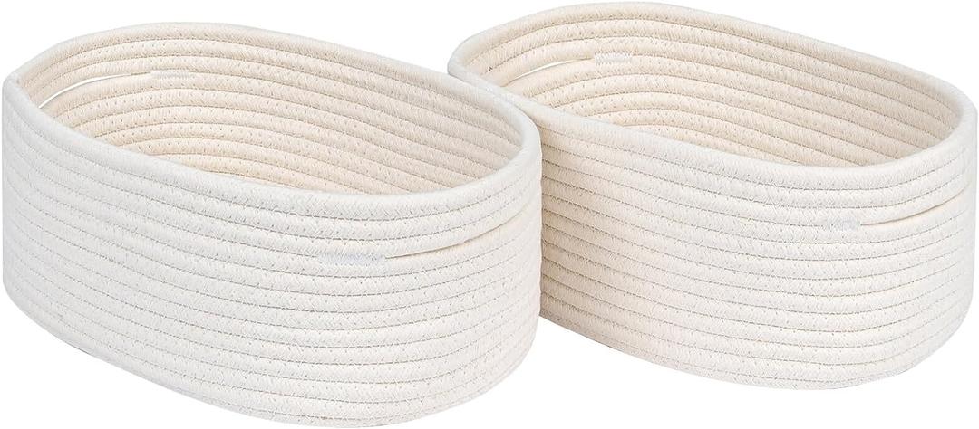 CubesLand Cube Shelf Closet Storage Baskets Bins,Woven Basket for Organizing/Storage,Long-lasting &Skin-friendly Toy Storage Basket Bin,Stylish Room Decor Basket,Off White Cotton Rope Basket 2 Packs