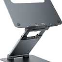 Nulaxy Height Adjustable Laptop Stand for Desk, Dual Foldable Aluminum Computer Riser, Pull Out Design Ergonomic Sit to Notebook Holder Convertor, Compatible with All 10-17" Laptops, Tablets, Gray