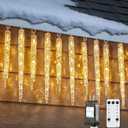 Icicle Lights Outdoor with Remote, 30ft 30 Tubes 150 LED Ice Shape String Lights, Connectable Christmas Hanging Decoration Lights for Tree Patio Roof Holiday Decor, Warm White