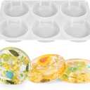 6 Cavity Deep Round Coaster Mold, Thicken Resin Casting Coasters Molds, for Epoxy Resin, for Flower Bouquet Preservation, Decorations, DIY Crafts