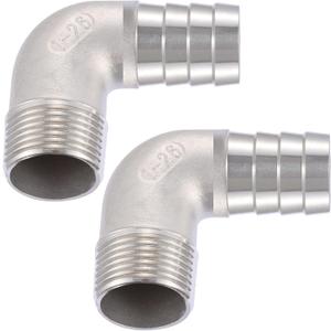 304 Stainless Steel 1" Hose Barb x 1" Male NPT 90 Degree Elbow- Home Brew Pipe Fittinglead-free 2 pcs