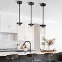 Modern Pendant Light Fixtures 2-Pack, Matte Black Pendant Lights Kitchen Island with Square Transparent Glass, Glass Pendant Light for Dining Room, Bedroom, Living Room, Farmhouse