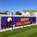 2 x Halloween Yard Decorations Outdoor Pumpkin Banner Happy Halloween Sign Witch Bat Skull Ghost Scene 118x20 Inch Haunted House Backdrop for Fence Porch Lawn Wall Party Decor
