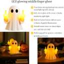 Auetrcls Middle Finger Ghost Figurines LED Lamp - Glowing Halloween Decorations Indoor Spooky Home Office Desk House Decor - Gag Prank Gifts