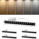 SCON 15W Linear LED Recessed Spotlight 4-Pack, 5 CCT 3000-6500K Aluminum LED Linear Light, Downlight with Trim, Paired with Driver-White and Black, TRIAC Dimming for Kitchen, Living Room, Hallway