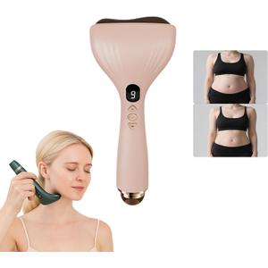 Lymphatic Drainage Massager, Cellulite Massage Tool, Bianstone Gua Sha Tool Deep Tissue Machine with 9 Levels of Adjustable Heat & Vibration, Body Sculpting Machine for Full Body (Pink)