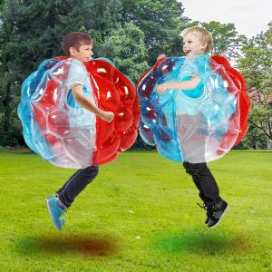 SUNSHINEMALL 2 PC Sumo Balls for Adult, Inflatable Body Ball Sumo Balls Bopper Toys, Heavy Duty PVC Vinyl Kids Adults Physical Outdoor Active Play (24 INCH Red Pure Blue)
