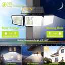 daphino 2500LM Solar Lights Outdoor with Motion Sensor,3 Head 270 Wide Angle Street Area Lights, IP65 Waterproof Security Lighting with 3 Modes(Non-Remote, 2 Pcs)