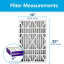 Filtrete 16x25x4 Air Filter MERV 12, MPR 1550 Certified Asthma & Allergy Friendly 2-Pack, Fits Lennox & Honeywell, AC Furnace HVAC Filters, Pleated Electrostatic (Actual Size 15.88x24.56x4.31 in)