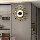Large Gold Starburst Wall Clcok with Light for Living Room Decor, 24 Inch