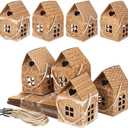Gersoniel 24 Pcs Christmas Gift Boxes Candy Gingerbread House Mini Christmas Party Favor Box Small Paperboard Gift Container for Xmas Holiday Party Treat Cookie Goodie Snack Packaging (Brown)