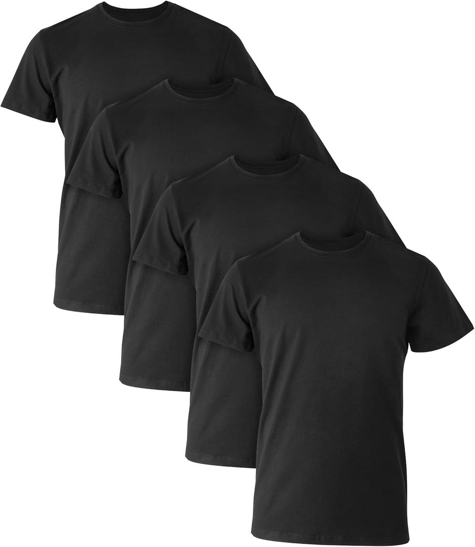 Hanes Men's Ultimate Comfort Fit Cotton Stretch Crewneck Undershirts, Multipack (Black, XL)
