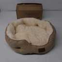 Bedsure Dog Beds for Small Dogs - Round Cat Beds for Indoor Cats, Washable Pet Bed for Puppy and Kitten with Slip-Resistant Bottom, 20 Inches, Camel