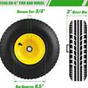 2PCS 15x6.00-6 Lawn Mower Tires, 4 Ply Tubeless 15x6-6 Front Tire Assembly Replacement for Craftsman/John Deere/Cub Cadet Riding Mowers,570lbs Capacity,3" Offset Hub,3/4" Bushing