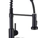 Kitchen Faucets with Pull Down Sprayer Commercial Industrial Stainless Steel Single Handle Single Hole Spring Farmhouse RV Sink Faucet, Matte Black Kitchen Faucet for Laundry Utility Room Sink