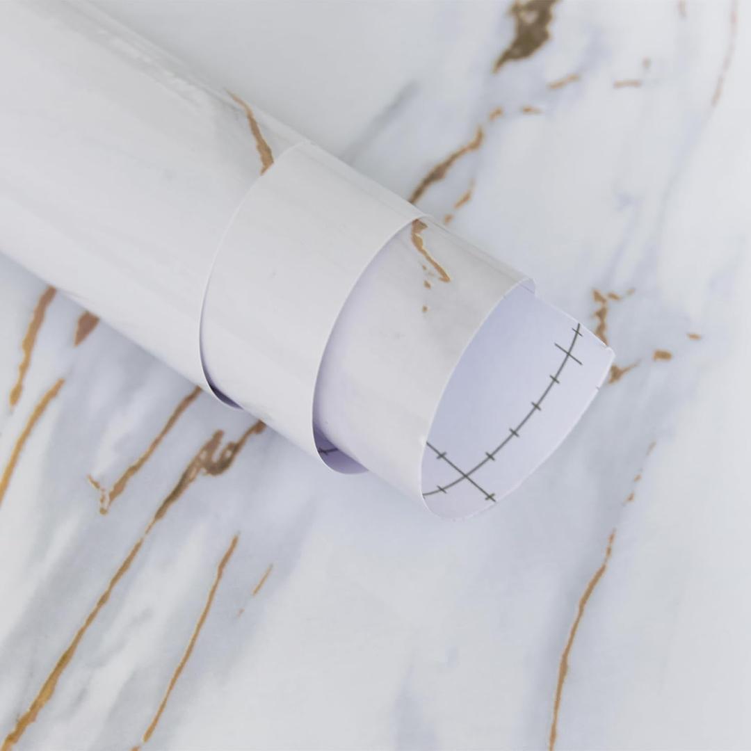 Wide Marble Contact Paper 48"x118" White Marble Wallpaper Peel and Stick