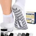 Pembrook 6 Pairs Diabetic Ankle Socks - Men & Women, Non Slip, Edema, Neuropathy, 12 Colors (Large)