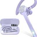 HEIBAS Bluetooth Headset, Wireless Bluetooth Earpiece with 500mAh Charging Case 72 Hours Talking Time Built-in Microphone for iOS Android Cell Phone, V5.1 Hand-Free Headphones for Trucker-Violet