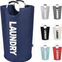 DOKEHOM 125L X-Large Collapsible Washing Laundry Basket Bag (7 Colors) for Bedroom, Fabric (Dark Blue, XL)