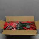 Christmas Artificial Flowers for Outdoors Red Poinsettia Flowers Artificial 12 Bundles Mixed UV Resistant Faux Flowers for Outdoor Planters Garden Porch Patio Home Winter Decor