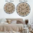 24 Inch Large Farmhouse Wall Clock, Metal Rustic Wood with Silent Quartz Movement, Easy Read Arabic Numerals, Battery Powered Round Decorative Wall Clock for Living Room Bedroom Kitchen Office Black (Arabic Numerals), 24in
