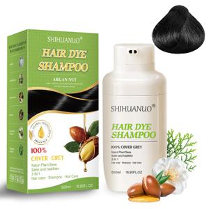 Hair Dye Shampoo 3 in 1 for Gray Hair Coverage Argan nut Natural Shampoo Black Hair Dye for Women & Men/Ammonia-Free 520mlnaturl black