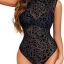 Avidlove Womens Lingerie Camisoles Tanks Mock Neck Sheer Sleeveless Ruched Going Out Bodysuit Tops, Size S