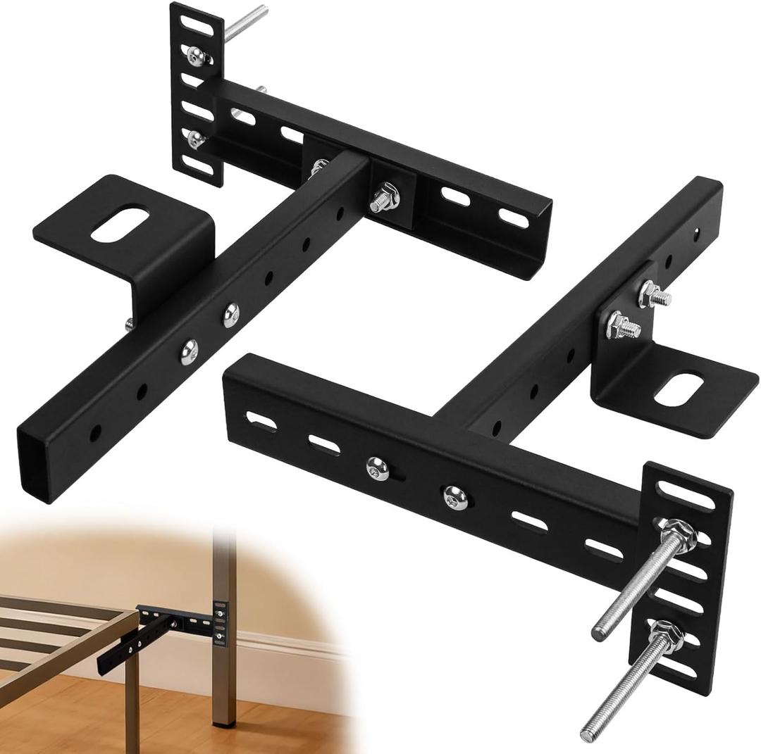 Long Headboard Bracket Adjustable Bed Base Bed Extra Thick Steel Universal Kit Heavy Duty No Noise No Wobble Easy Install Black Compatible Queen King Full Twin