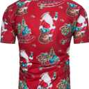 TUNEVUSE Mens Christmas Shirt Ugly Santa Claus Party Printed Short Sleeve Funny Casual Hawaiian Xmas Shirts Top (Red)