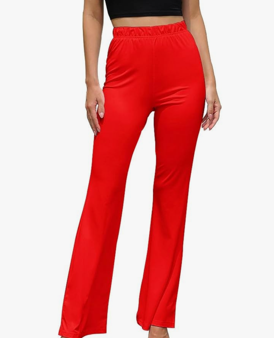 Red Flare Leggings for Women - High Waist Bell Bottoms, Flare Yoga Pants for Women, Size XL