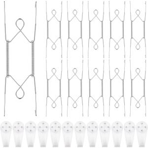 30 Pack Plate Hanger for Wall Upgraded Wall Plate Hangers with 30 Pieces Hooks Stainless Steel Wire Holders Compatible with Decorative Dishes(8 Inch)
