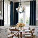 jinchan Room Darkening Linen Textured Curtain 45 Inch Length for Living Room Room Darkening Thermal Insulated Grommet Top Window Drape for Bedroom 52" W x 45" L Blue 1 Panel