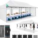 COBIZI 10x30 Pop Up Canopy Tent with Awning & Sidewalls, Heavy Duty Commercial 10X30 Canopy Tents Instant Waterproof, UPF 50+ Sun Shade for Outdoor, Parties, Markets (White)