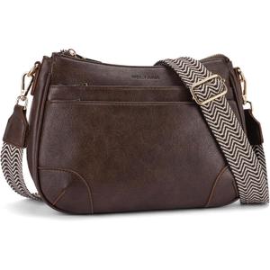 BELTANA Crossbody Bags for Women, Medium Shoulder Handbags, Satchel Purse with Multi Pockets (Coffee)