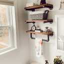 DR.IRON Industrial Pipe Shelving Wall Mounted 3 Tier Rustic Bathroom Shelves Wall Pipe Shelf for Bathroom Decor