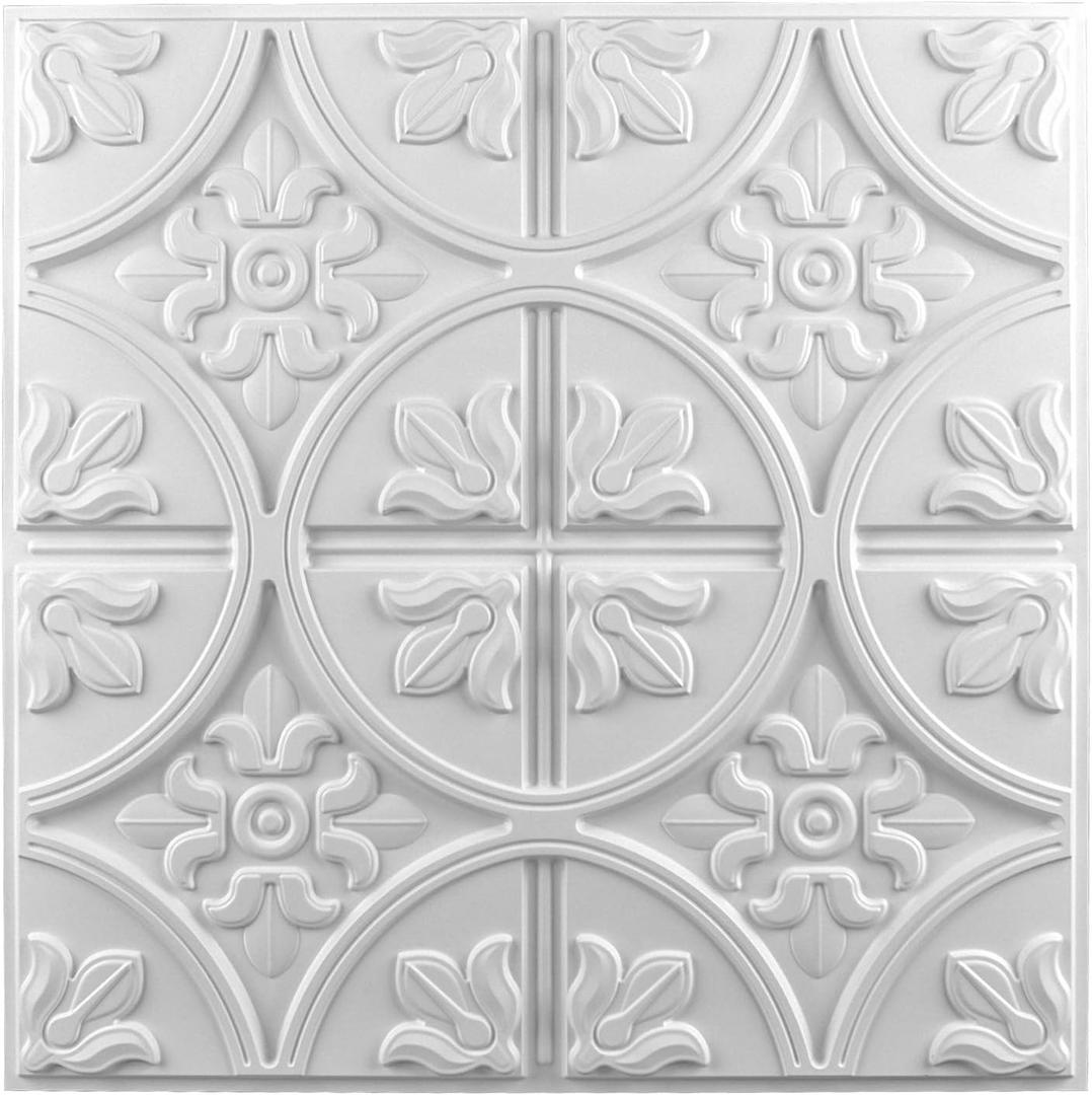 Art3d 12 (Pack Of 12) Wall Panel Traditional, White