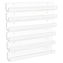 upsimples 6 Pack Clear Acrylic Shelves, 1.7" x12" Nursery Bookshelves, Small Floating Bookshelf for Kids Baby, Vinyl Wall Mount, Record Holder, Magazine Rack, Comic Display, Picture Ledge Shelf Décor