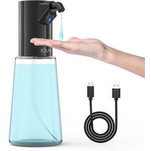 Automatic Soap Dispenser Touchless, Rechargeable 15oz/400ML Large Capacity Four-Level Adjustable Dispenser Volume Suitable for Bathroom and Kitchen (Black)