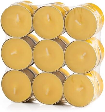 Tea Light Candles Colored Unscented Metallic Tin Cups Set of 36 Made in USA (Red)