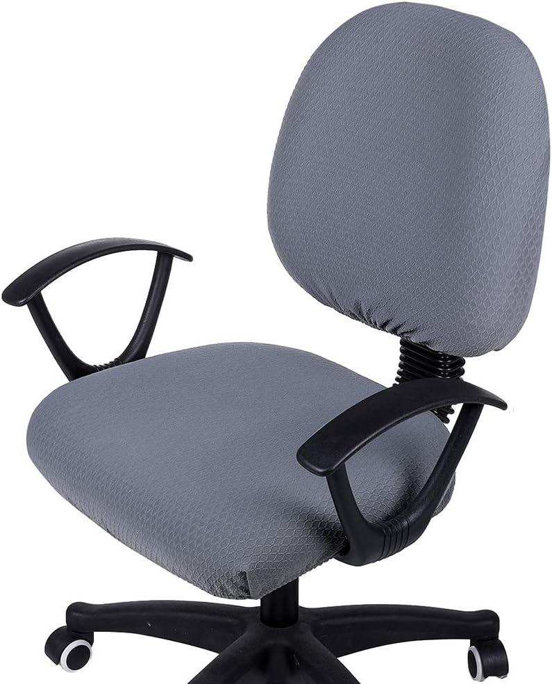 Smiry Stretch Jacquard Office Computer Chair Covers, Removable Washable Universal Desk Rotating Chair Slipcovers Protector, Seat + Backrest Cover, Grey (Chair Seat Cover + Backrest Cover)