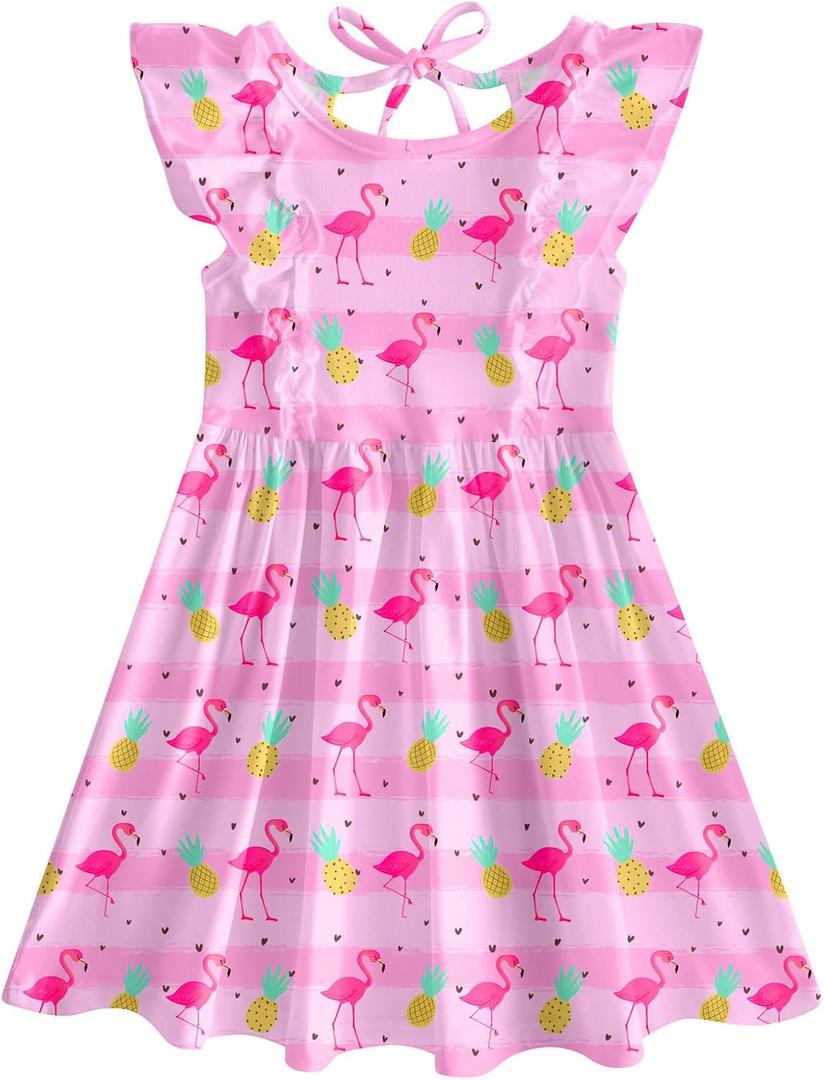 RAISEVERN Toddler Girls Dress Summer Ruffle Sleeve Dresses Sleeveless Tie Back Sundress for Kids 2-6T